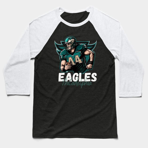 Philadelphia eagles football player graphic design cartoon style artwork Baseball T-Shirt by Nasromaystro